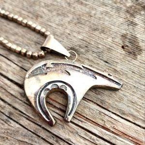 Vintage Native American Navajo Calvin Peterson large sterling silver